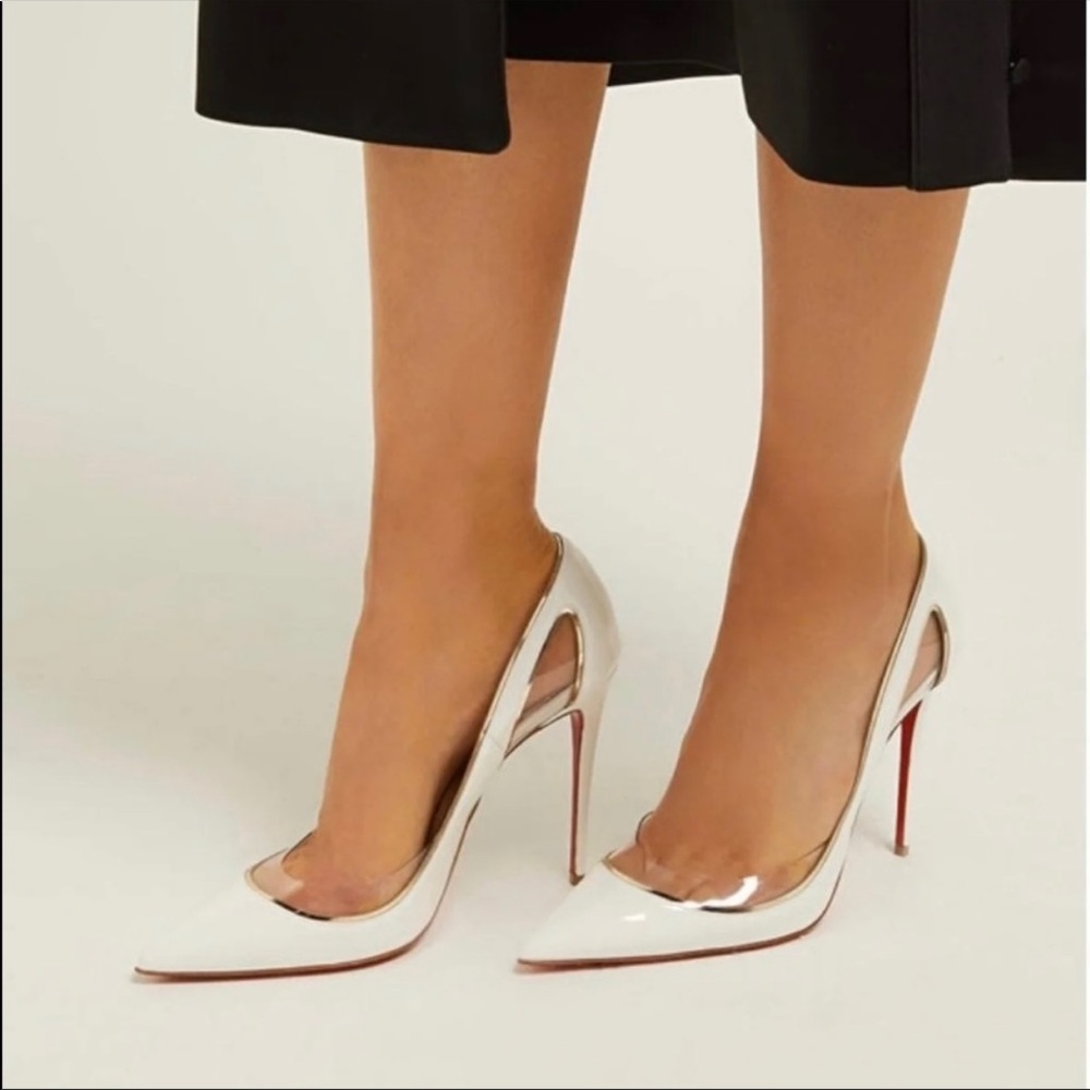 Cosmo 100 patent snow white leather pumps 38.5